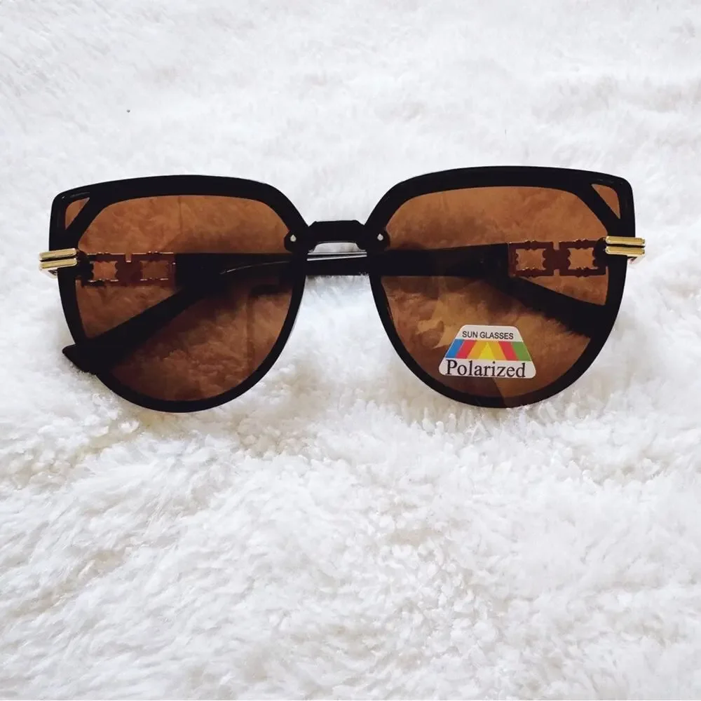 Genevieve Clear Brown & Black Rimless Polarized Sunglasses